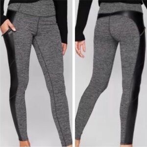 Athleta herringbone gray with faux leather size M never worn